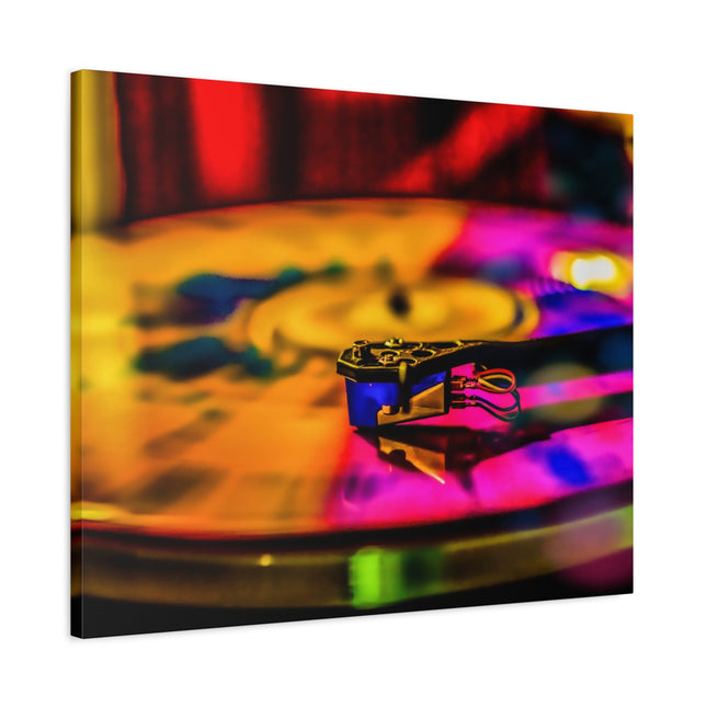 Toile colorée en forme de disque vinyle : idéale pour les mélomanes
