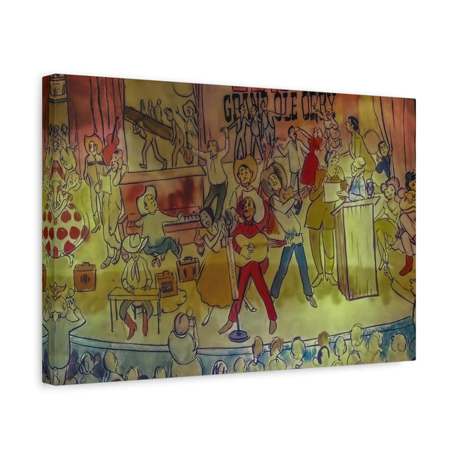 Toile murale colorée – Scène de spectacle musical vintage