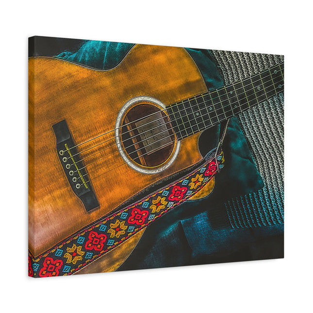 Toile murale avec guitare acoustique - Toile mate tendue pour les mélomanes