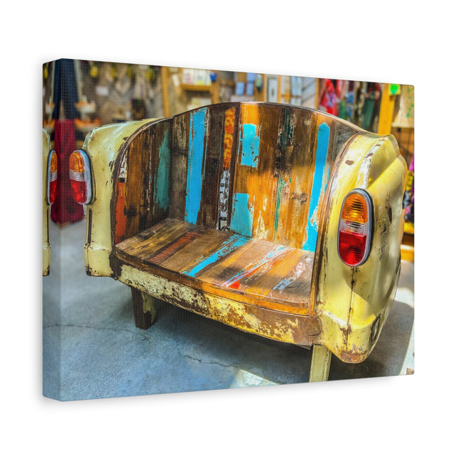Toile murale rustique représentant un canapé de voiture vintage 