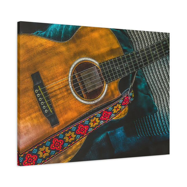 Toile murale avec guitare acoustique - Toile mate tendue pour les mélomanes