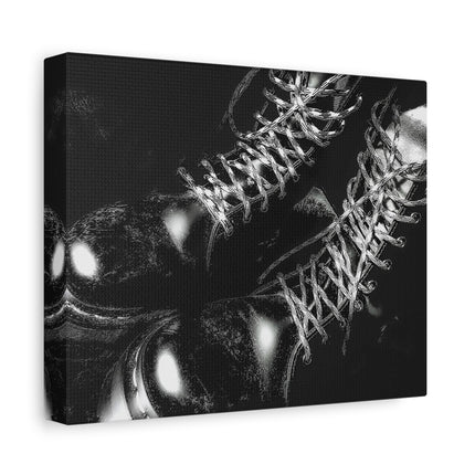 Bottes en cuir noir audacieuses sur toile
