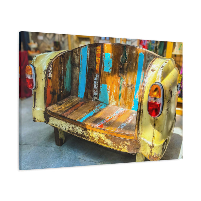Toile murale rustique représentant un canapé de voiture vintage 