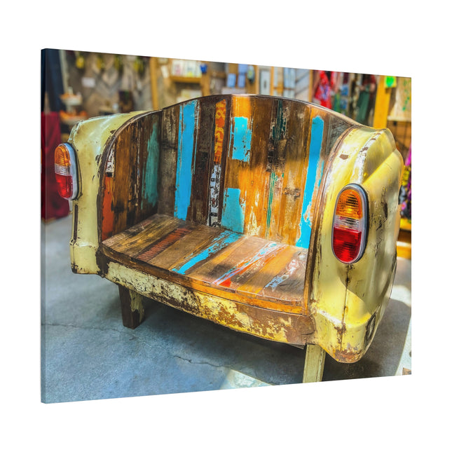 Toile murale rustique représentant un canapé de voiture vintage 