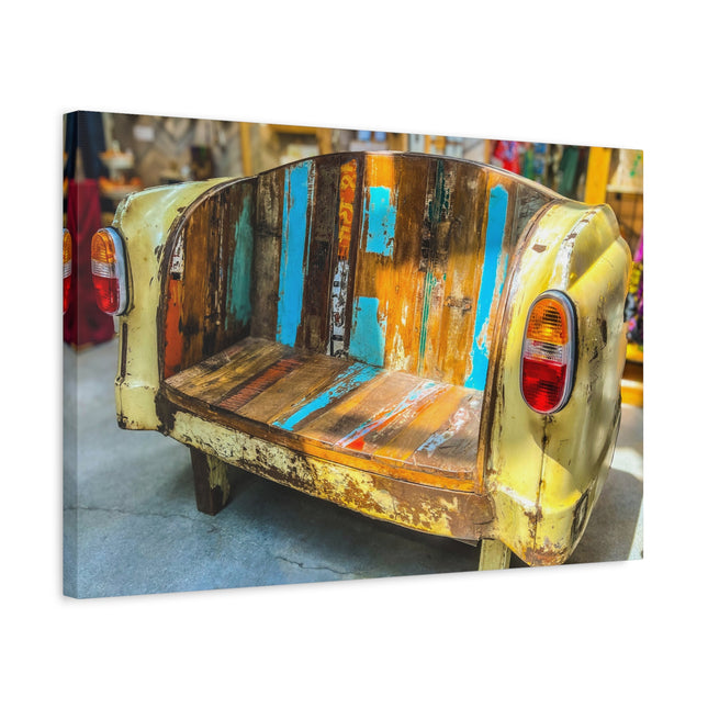 Toile murale rustique représentant un canapé de voiture vintage 