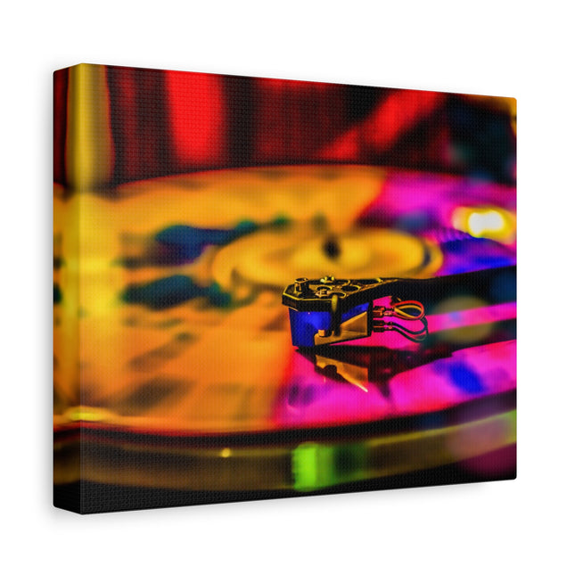 Toile colorée en forme de disque vinyle : idéale pour les mélomanes