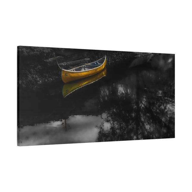 Toile murale représentant un canoë jaune serein
