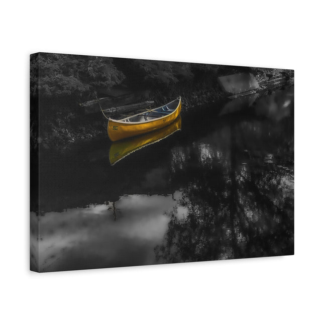 Toile murale représentant un canoë jaune serein