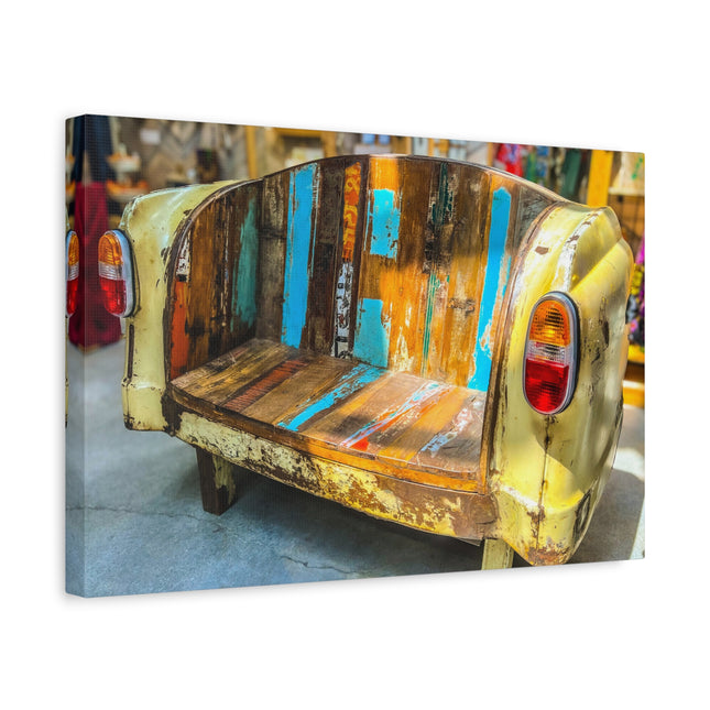 Toile murale rustique représentant un canapé de voiture vintage 