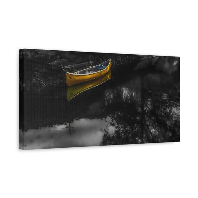 Toile murale représentant un canoë jaune serein