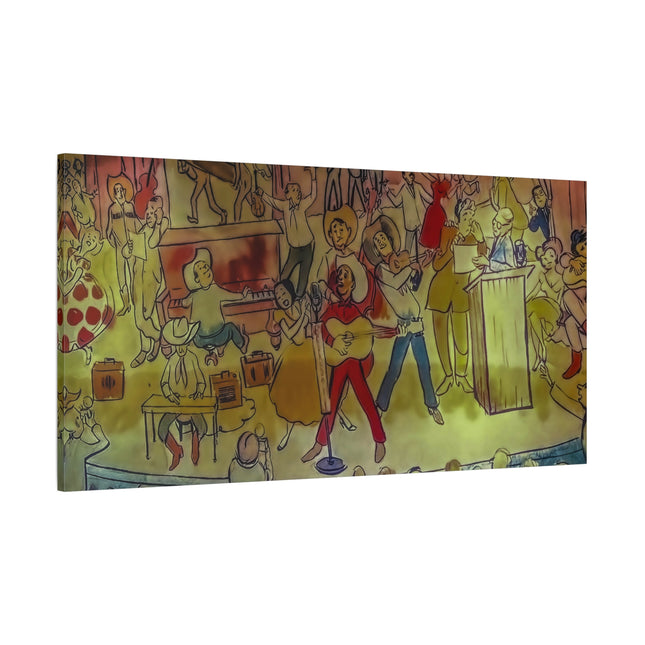 Toile murale colorée – Scène de spectacle musical vintage