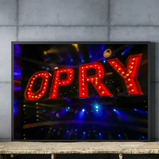 Toile lumineuse Opry Stage Light : une décoration murale vibrante et tendue pour les mélomanes