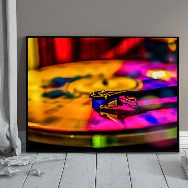 Toile colorée en forme de disque vinyle : idéale pour les mélomanes