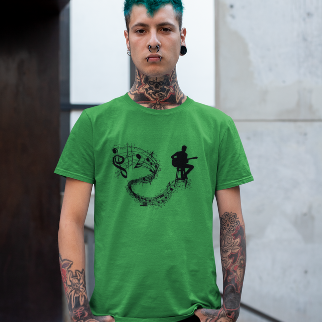 Musician Vibe Classic Tee - Guitar and Music Notes Design