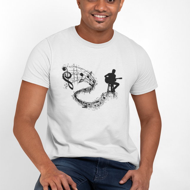 Musician Vibe Classic Tee - Guitar and Music Notes Design