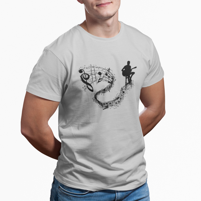 Musician Vibe Classic Tee - Guitar and Music Notes Design