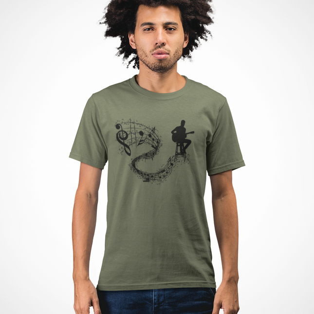 Musician Vibe Classic Tee - Guitar and Music Notes Design