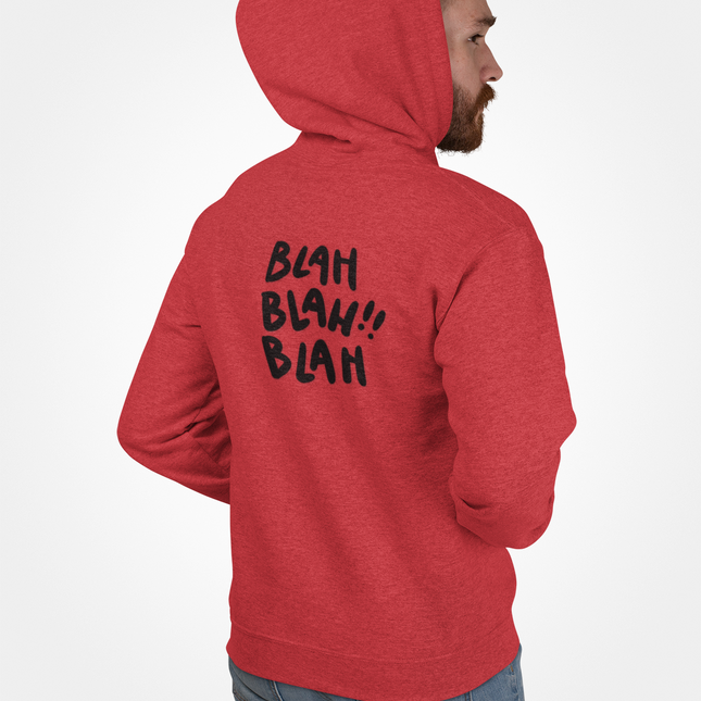 'Blah Blah Blah' Graphic Full Zip Hoodie for Casual Wear