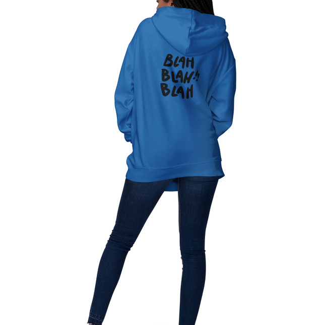 'Blah Blah Blah' Graphic Full Zip Hoodie for Casual Wear