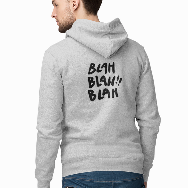 'Blah Blah Blah' Graphic Full Zip Hoodie for Casual Wear