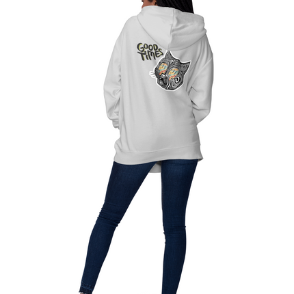 Good Times Cat Design Full Zip Hoodie