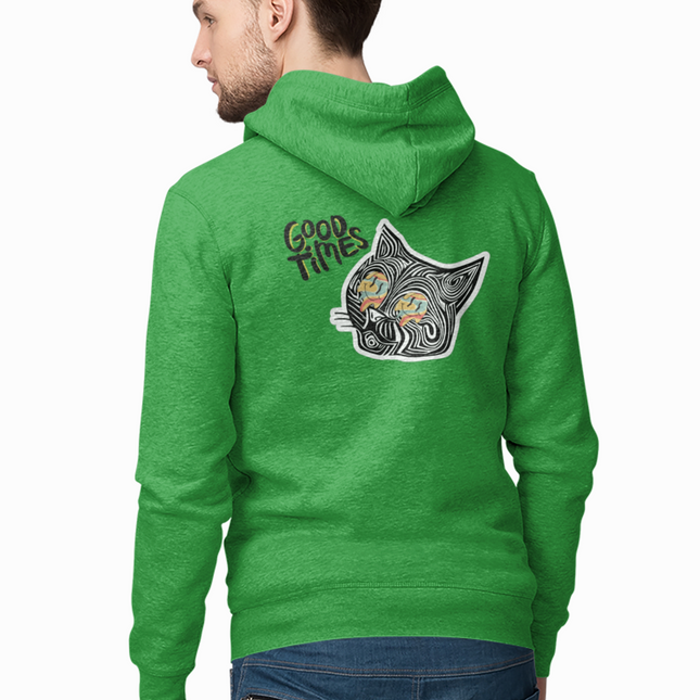 Good Times Cat Design Full Zip Hoodie