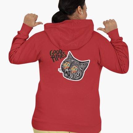 Good Times Cat Design Full Zip Hoodie