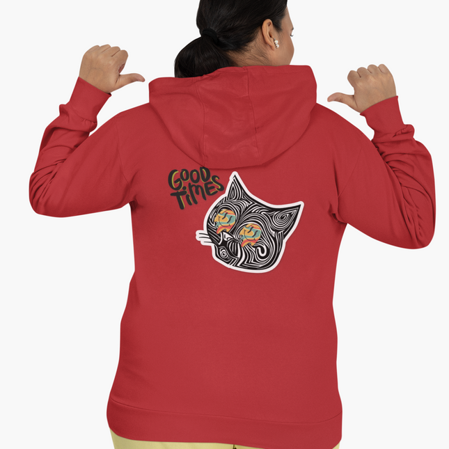 Good Times Cat Design Full Zip Hoodie