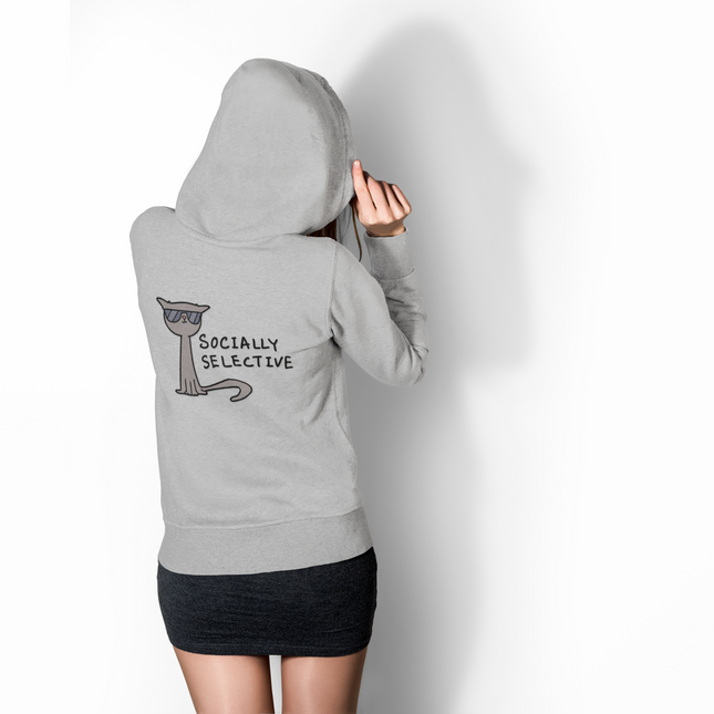 Socially Selective Cat Full Zip Hoodie