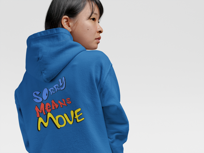 Sweat à capuche zippé graphique « Sorry Means Move » 