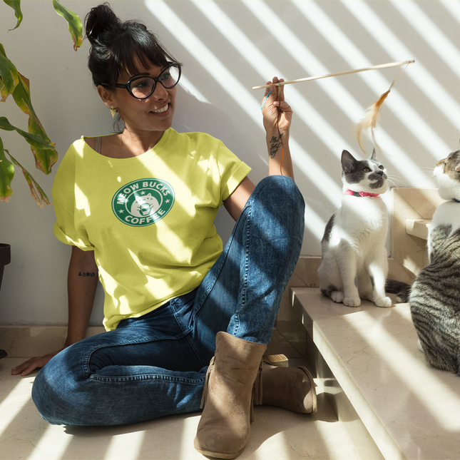 T-shirt sculpté Meow Bucks Coffee 
