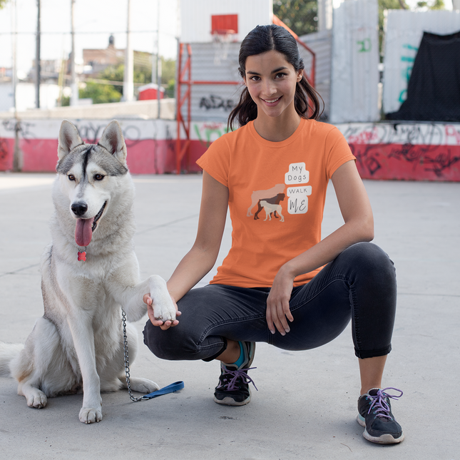 T-shirt sculpté « Mes chiens me promènent » 
