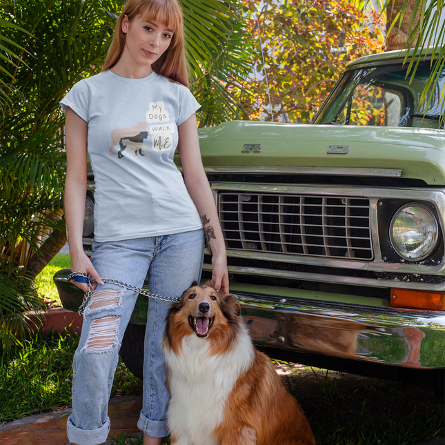 T-shirt sculpté « Mes chiens me promènent » 