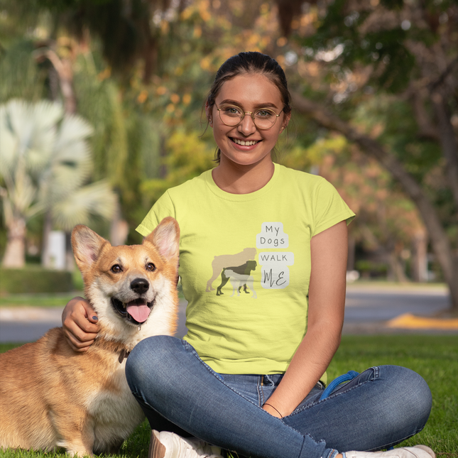 T-shirt sculpté « Mes chiens me promènent » 