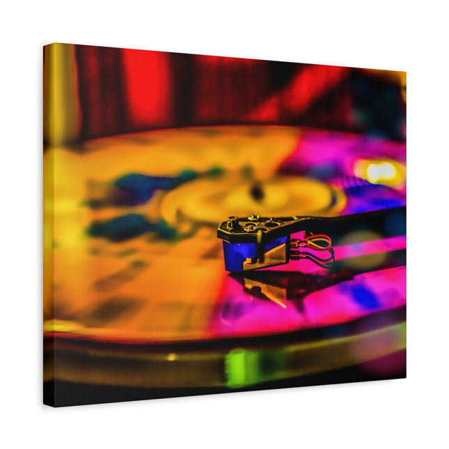 Toile colorée en forme de disque vinyle : idéale pour les mélomanes