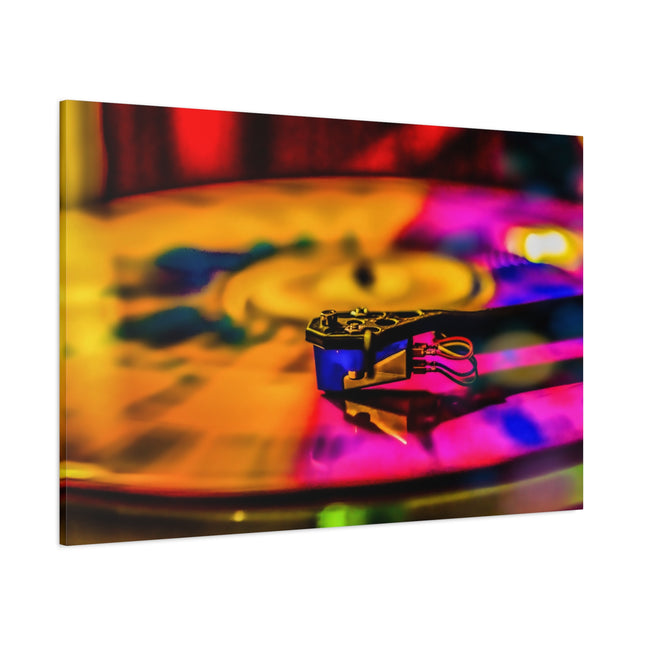 Toile colorée en forme de disque vinyle : idéale pour les mélomanes