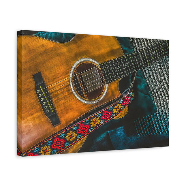 Toile murale avec guitare acoustique - Toile mate tendue pour les mélomanes