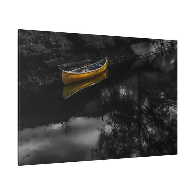 Toile murale représentant un canoë jaune serein