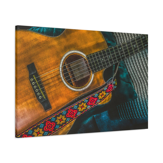 Toile murale avec guitare acoustique - Toile mate tendue pour les mélomanes