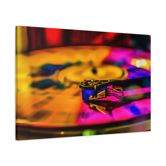 Toile colorée en forme de disque vinyle : idéale pour les mélomanes