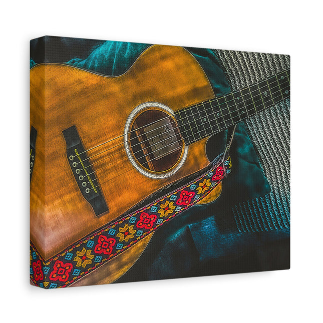 Toile murale avec guitare acoustique - Toile mate tendue pour les mélomanes