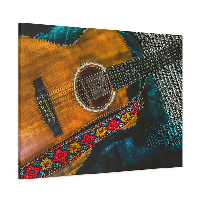 Toile murale avec guitare acoustique - Toile mate tendue pour les mélomanes