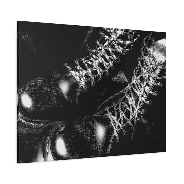 Bottes en cuir noir audacieuses sur toile