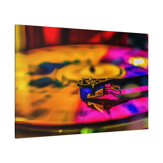 Toile colorée en forme de disque vinyle : idéale pour les mélomanes