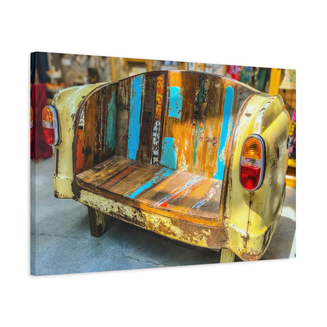 Toile murale rustique représentant un canapé de voiture vintage 
