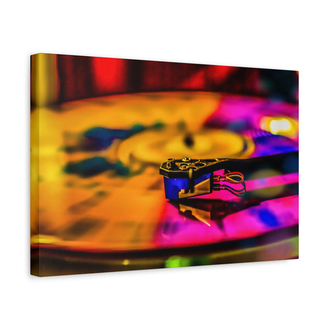 Toile colorée en forme de disque vinyle : idéale pour les mélomanes
