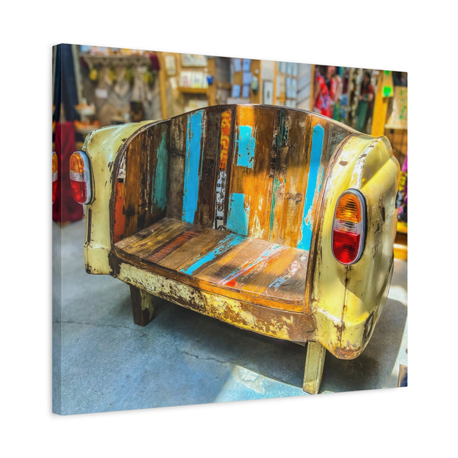 Toile murale rustique représentant un canapé de voiture vintage 