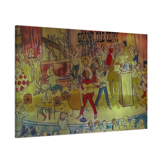 Toile murale colorée – Scène de spectacle musical vintage