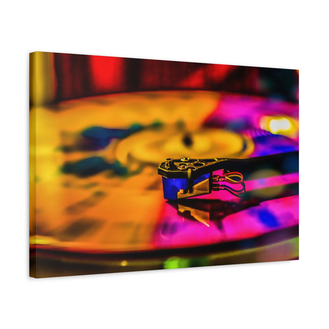 Toile colorée en forme de disque vinyle : idéale pour les mélomanes