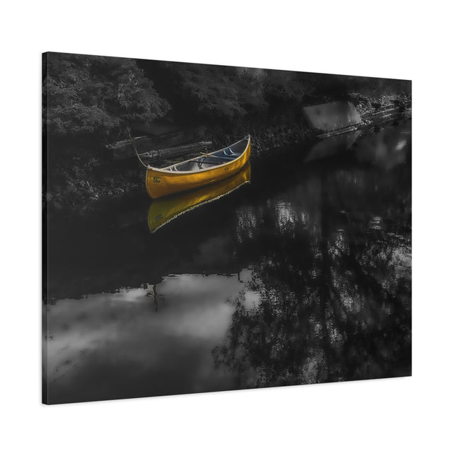 Toile murale représentant un canoë jaune serein